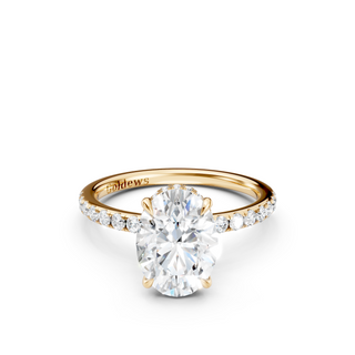 #R67171 - Oval Hidden Halo Engagement Ring With French Pave Band