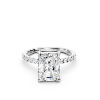 #R67161 - Radiant Solitaire Engagement Ring With French Pave Band