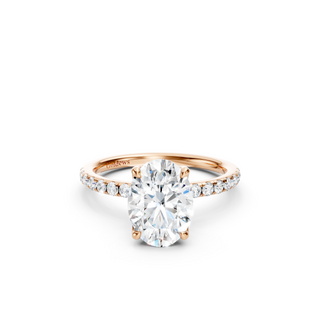 #R67142 - Oval Petal Engagement Ring With French Pave Band
