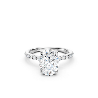 #R67142 - Oval Petal Engagement Ring With French Pave Band
