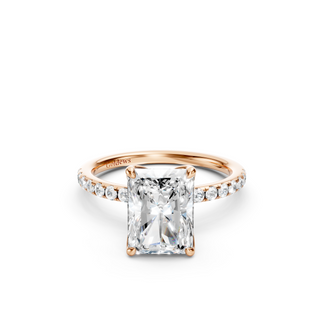 #R67141 - Radiant Petal Engagement Ring With French Pave Band