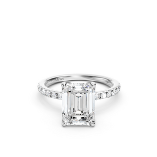 #R67138 - Emerald Petal Engagement Ring With French Pave Band