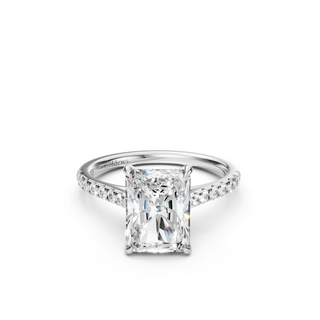 #R67213 - Radiant Solitaire Shoulder Engagement Ring With French Pave Band