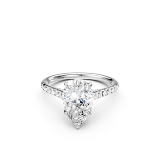 #R67214 - Pear Solitaire Shoulder Engagement Ring With French Pave Band
