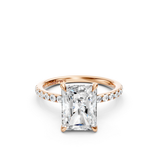 #R67161 - Radiant Solitaire Engagement Ring With French Pave Band