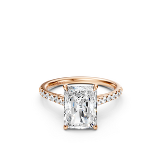 #R67213 - Radiant Solitaire Shoulder Engagement Ring With French Pave Band