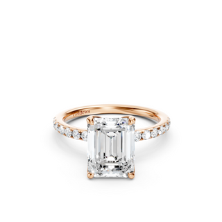 #R67138 - Emerald Petal Engagement Ring With French Pave Band