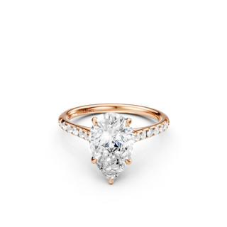 #R67214 - Pear Solitaire Shoulder Engagement Ring With French Pave Band
