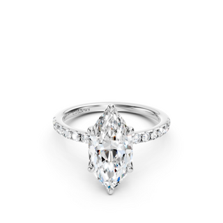 #R67140 - Marquis Petal Engagement Ring With French Pave Band