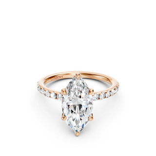 #R67140 - Marquis Petal Engagement Ring With French Pave Band