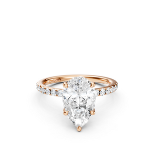 Pear Petal Engagement Ring With French Pave Band