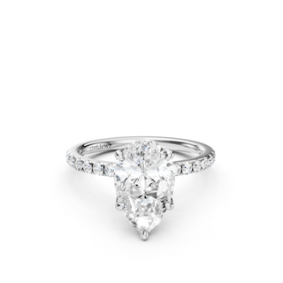 Pear Petal Engagement Ring With French Pave Band