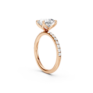 #R67142 - Oval Petal Engagement Ring With French Pave Band