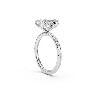 #R67141 - Radiant Petal Engagement Ring With French Pave Band