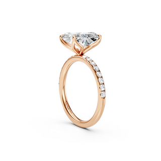 #R67141 - Radiant Petal Engagement Ring With French Pave Band
