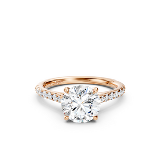 #R67210 - Round Solitaire Shoulder Engagement Ring With French Pave Band