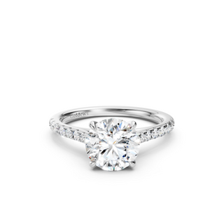 #R67210 - Round Solitaire Shoulder Engagement Ring With French Pave Band