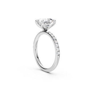 #R67142 - Oval Petal Engagement Ring With French Pave Band