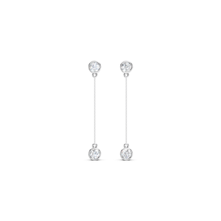 #E67178 - Double Bezel Drop Earrings