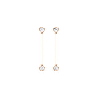#E67178 - Double Bezel Drop Earrings
