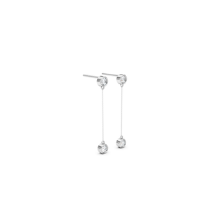 #E67178 - Double Bezel Drop Earrings