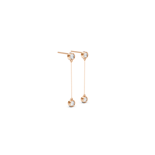 #E67178 - Double Bezel Drop Earrings
