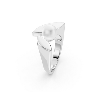 #R6714 - Twin Leaf Pearl Ring