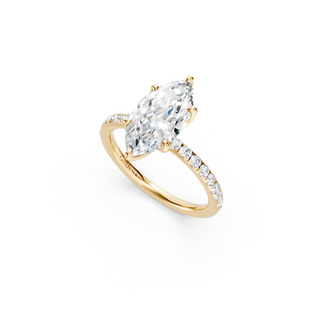 #R67140 - Marquis Petal Engagement Ring With French Pave Band