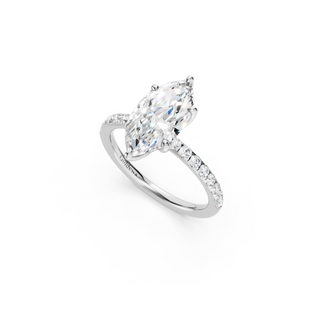 #R67140 - Marquis Petal Engagement Ring With French Pave Band