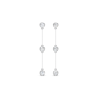 #E67180 - Triple Bezel Drop Earrings