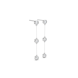 #E67180 - Triple Bezel Drop Earrings