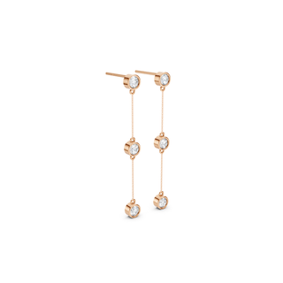 #E67180 - Triple Bezel Drop Earrings