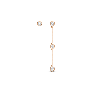 #E67181 - Mismatched Bezel Drop Earrings