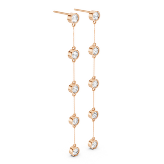 #E67179 - Long Bezel Drop Earrings