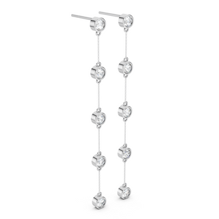 #E67179 - Long Bezel Drop Earrings