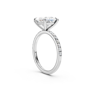 #R67165 - Princess Solitaire Engagement Ring With French Pave Band