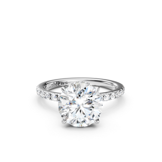 #R67159 - Round Hidden Halo Engagement Ring With French Pave Band
