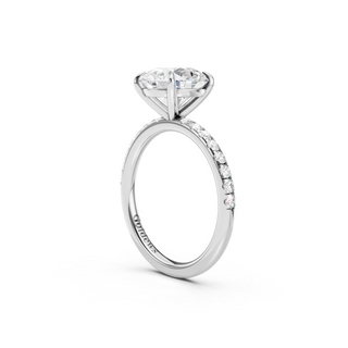 #R67157 - Round Solitaire Engagement Ring With French Pave Band
