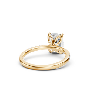 #R67138 - Emerald Petal Engagement Ring With French Pave Band
