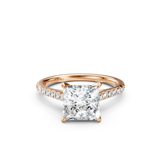 #R67212 - Princess Solitaire Shoulder Engagement Ring With French Pave Band