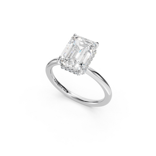 #R67176 - Emerald Hidden Halo Engagement Ring