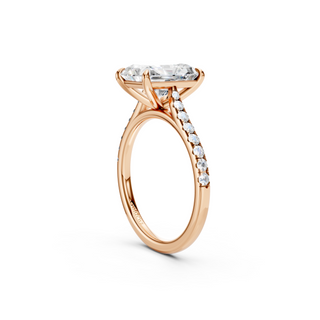 #R67213 - Radiant Solitaire Shoulder Engagement Ring With French Pave Band