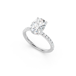 #R67169 - Oval Solitaire Engagement Ring With French Pave Band