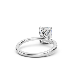 #R67138 - Emerald Petal Engagement Ring With French Pave Band