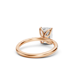 #R67138 - Emerald Petal Engagement Ring With French Pave Band