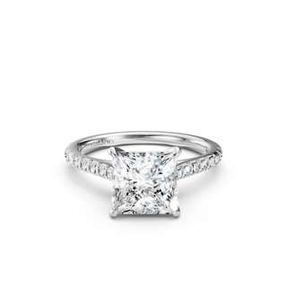 #R67212 - Princess Solitaire Shoulder Engagement Ring With French Pave Band