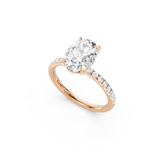 #R67169 - Oval Solitaire Engagement Ring With French Pave Band