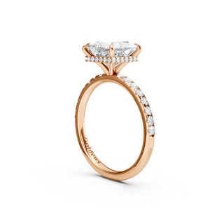 #R67167 - Princess Hidden Halo Engagement Ring With French Pave Band