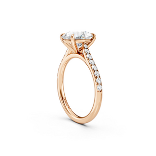 #R67211 - Oval Solitaire Shoulder Engagement Ring With French Pave Band