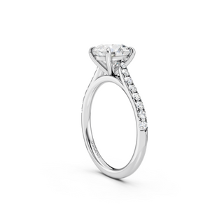 #R67210 - Round Solitaire Shoulder Engagement Ring With French Pave Band